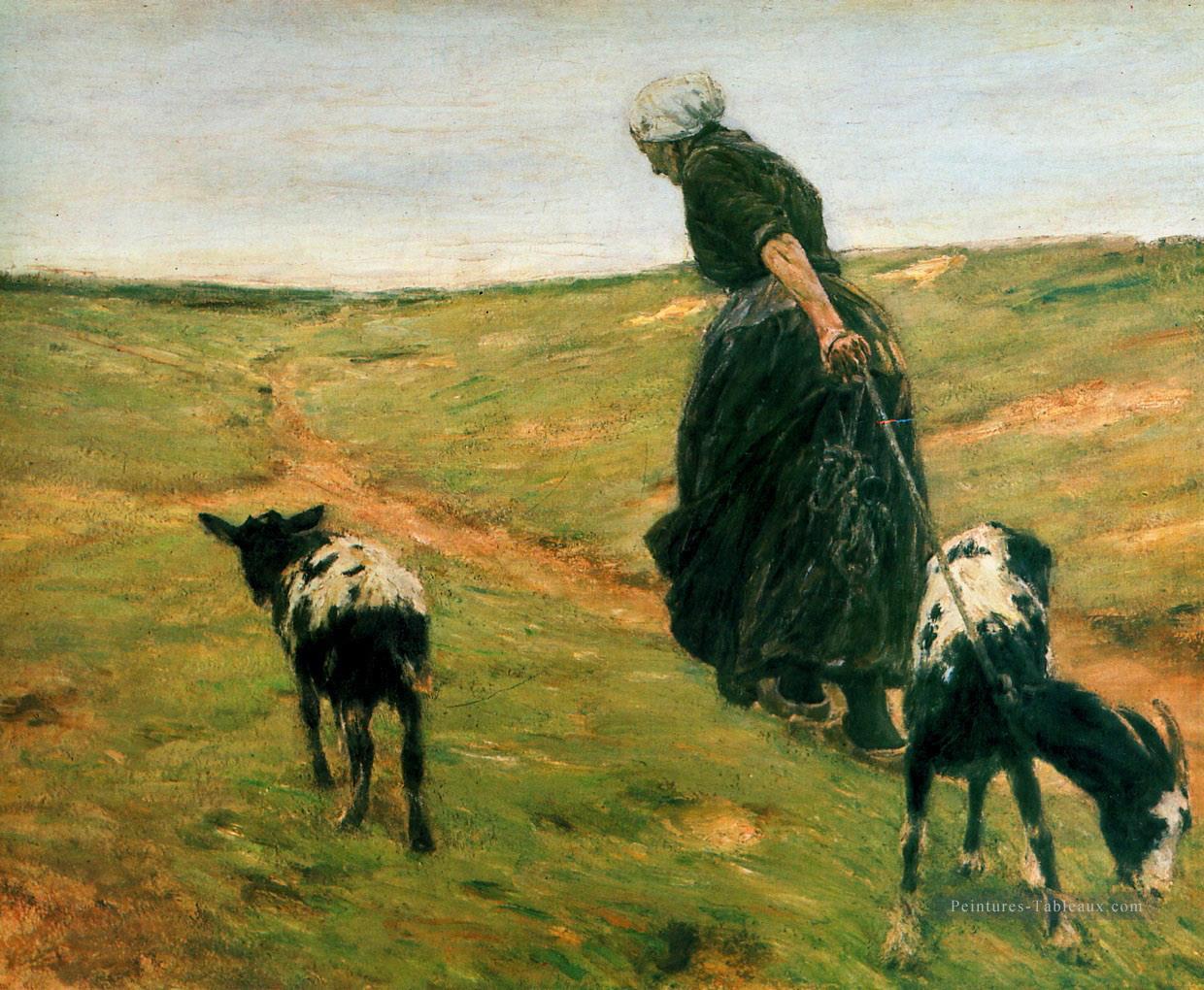 femme avec des chèvres Max Liebermann impressionnisme allemand Peintures à l'huile